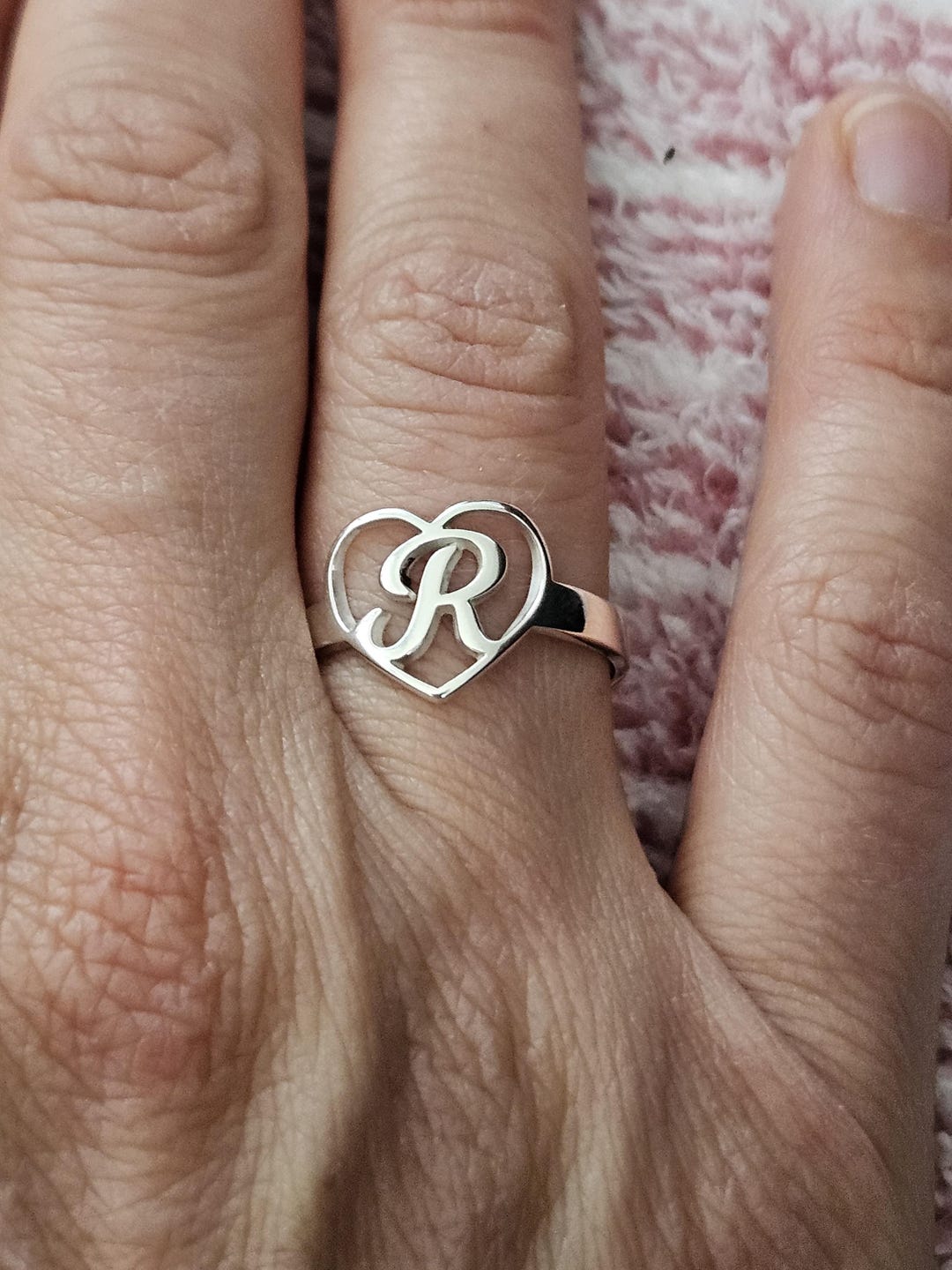 Initial Heart Rings Personalized Ring Initial in Heart Sterling Silver - Etsy