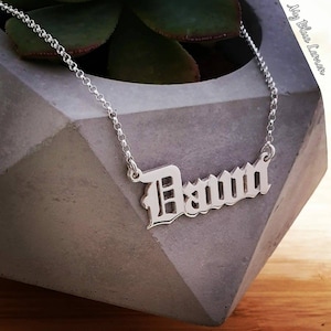 Large Name Necklace Gothic Old English Bold Big Size Women&#39;s Men&#39;s Chain Dawn Style