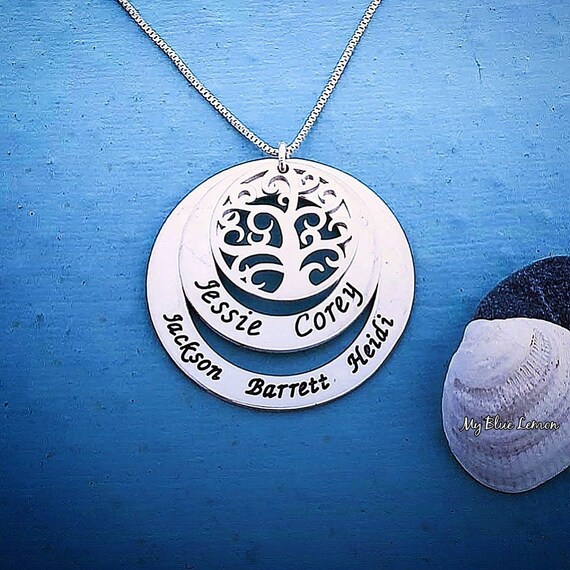 Personalized Sterling Silver Family Tree Necklace: Multi-name