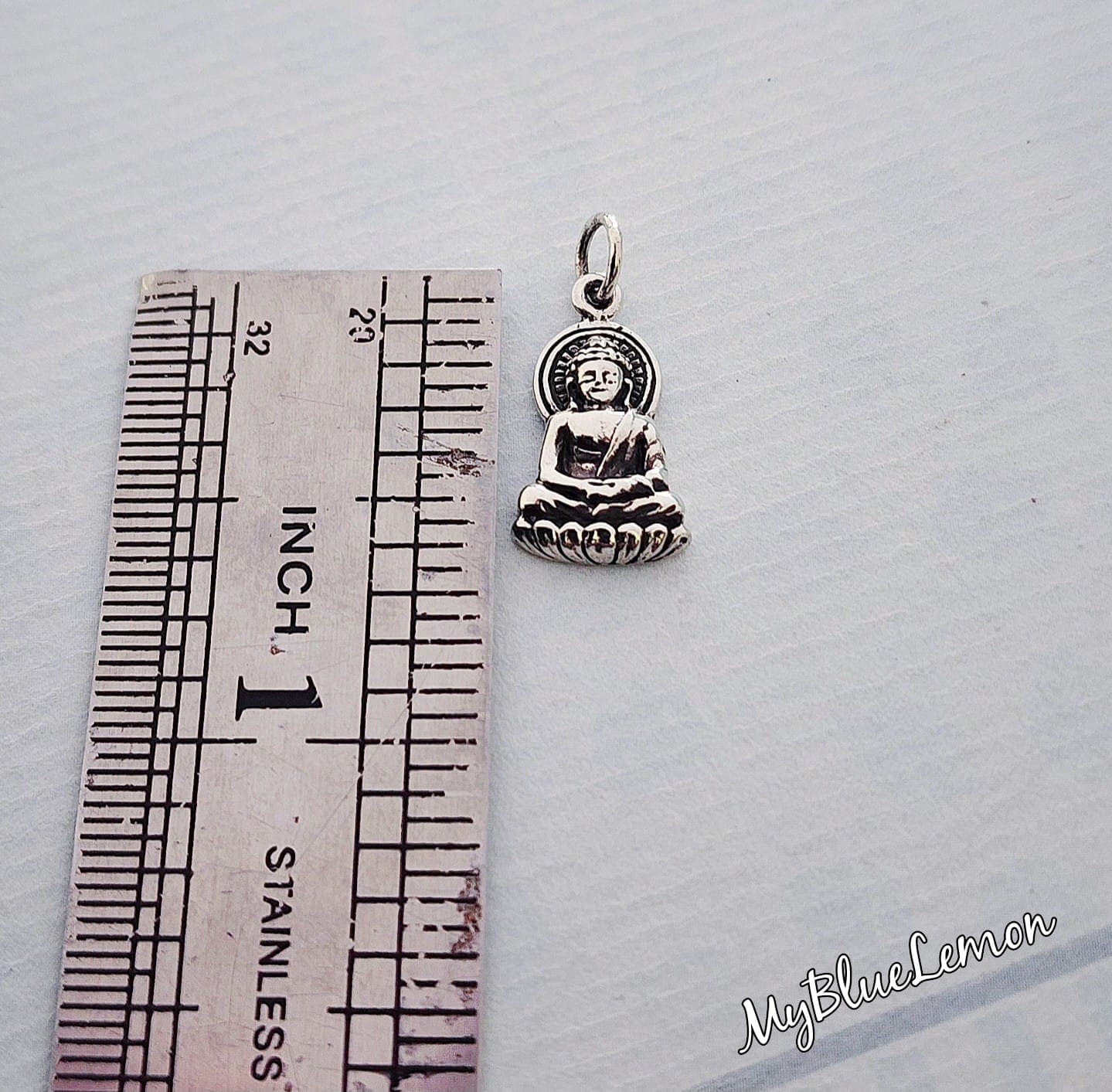 Ciondolo Buddha In Giada Verde: Ciondolo In Argento Sterling 925 (40 X 40 Mm - Foto 8