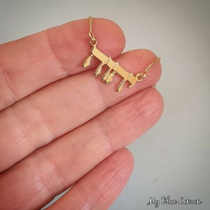 YHWH Necklace Pendant God&#39;s Name יהוה Lord&#39;s Silver or 18k Gold Plated YHVH Yahwah 9mm tall