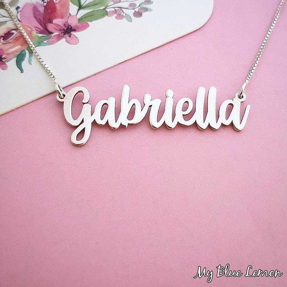 Sterling Silver Custom Made Name Necklace Gabriella Style Unique