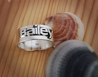 Handmade Sterling Silver Name Ring: Personalized Promise Band