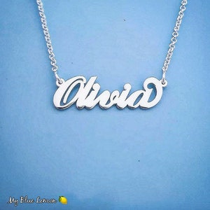 Nameplate Necklace Sterling Silver 925 Carrie Style