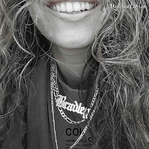 Sterling Silver Old English Name Necklace: Gothic Personalized Jewelry