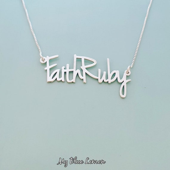 Solid 14k White Gold Two Name Necklace 