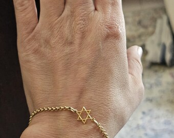Magen David Bracelet Sterling Silver or Gold Plated