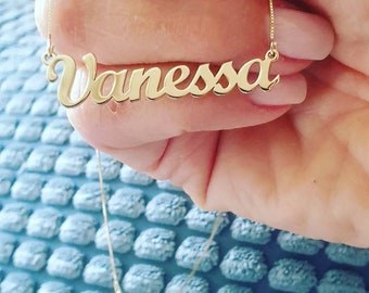 14k Gold Name Necklace Personalized Vanessa Design in Any Name!