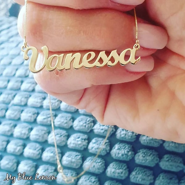 14k Gold Name Necklace Personalized Vanessa Design in Any Name!