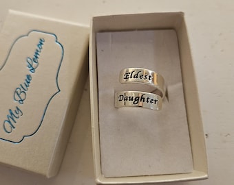 Sterling Silver Personalized Adjustable Spiral Ring