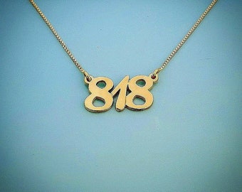 818 Area Code Name Necklace North Hollywood Personalized Area Code Number Chain City Pendant Hometown Pride Jewelry 18k Gold Plated 530 626