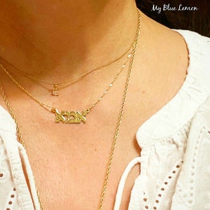 14k Gold Hebrew Name Necklace 9mm tall letters