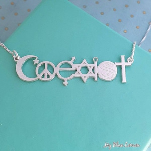 Coexist Necklace Pendant Chain Sterling Silver 925