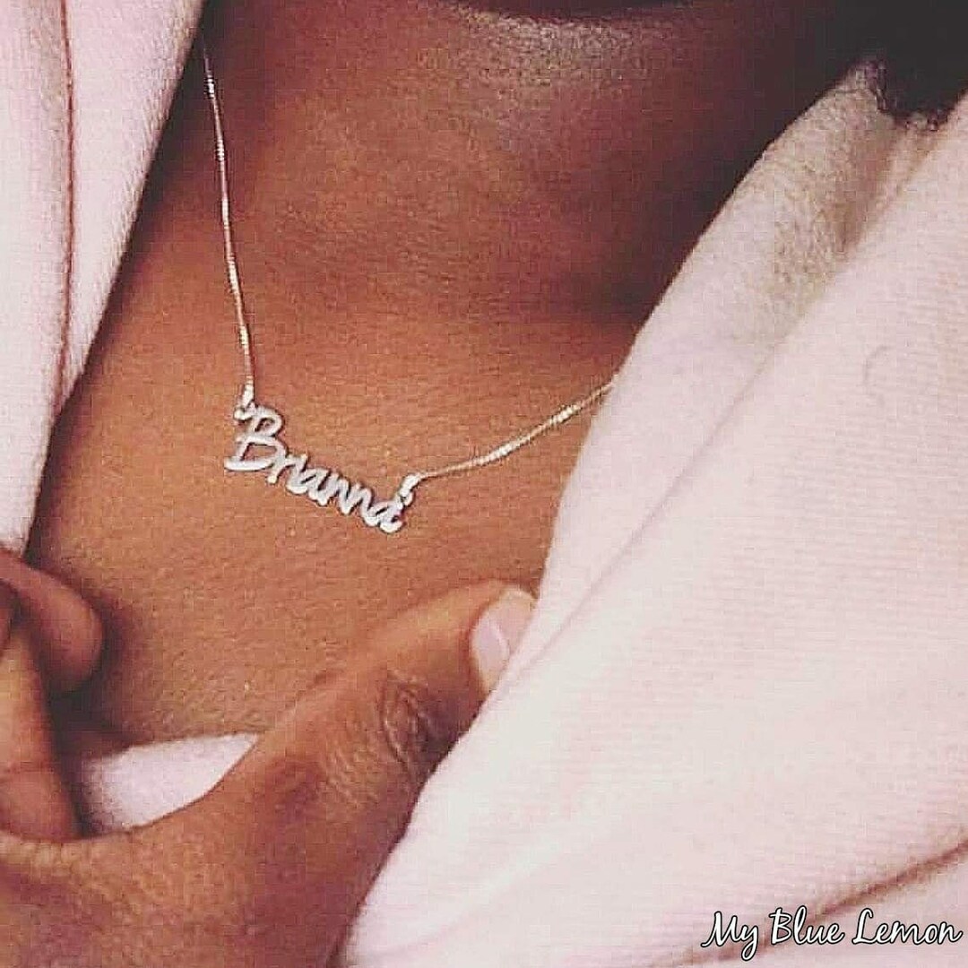 Sterling Silver Name Necklace: Personalized Brianna Style Chain - Main Image