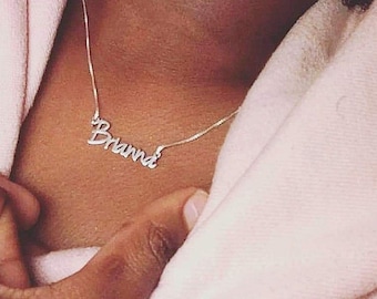 Name Necklace Brianna Style Silver Name Chain Birthday gift for her