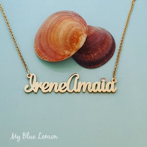 Double Name Necklace Gold 2 Name Necklace First and Last Names Birthstone Option