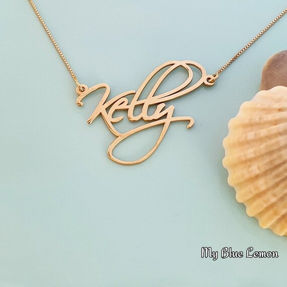 Real 14k Gold Name Necklace Kelly Style 
