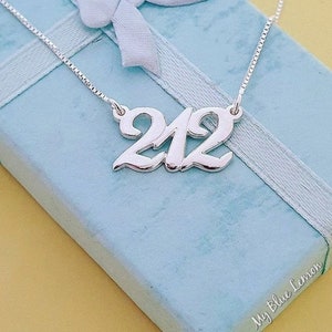 Sterling Silver Number Necklace: Personalized Area Code, Zip Code