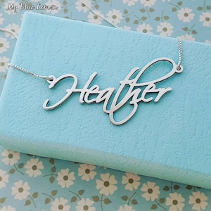 Name Necklaces Name Pendant and Chain Sterling Silver Customized Script Heather Style