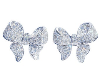 Gemstar Jewellery Round Blue Topaz 14k White Gold Over Minnie Mouse Bow Earrings In Pure 925 Silver Gemstar Jewellery Round Blue Topaz 14k White Gold Over Minnie Mouse Bow Earrings In Pure 925 Silver