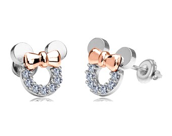 Gemstar Jewellery Pure 925 Silver 14k Yellow Gold Filled Minnie Mouse Bow Earrings With Round Red Garnet Gemstar Jewellery Pure 925 Silver 14k Yellow Gold Filled Minnie Mouse Bow Earrings With Round Red Garnet