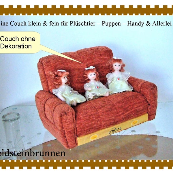 Puppenmöbel,Kleine Polsterpuppencouch mit normaler Lehne