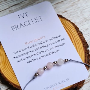 IVF Rose Quartz Bracelet Fertility Wish Band Hope Gift
