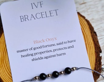 IVF Black Onyx Bracelet Fertility Wish Band Hope Gift