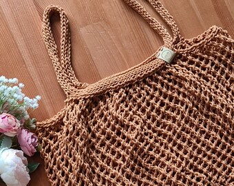 Hand Knitted Shopping Market Tote Bag