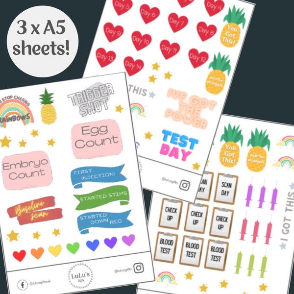 IVF Planner Stickers IVF Journal Diary Stickers Lucky Pineapple IVF Gift