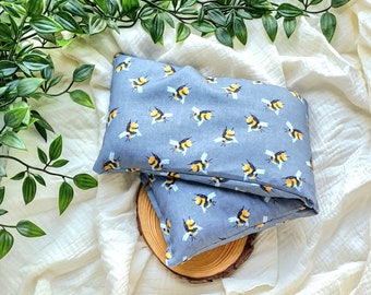 Handmade Grey Bee Natural Wheat Bag Heat Pack Eye Pillow. Unscented or Lavender. Mini or Extra Long sizes