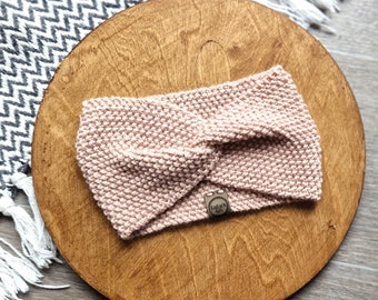 Hand Knit Dusty Pink Cashmerino Ear Warmer Headbands - Adult Child & Toddler