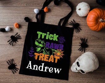 Bolsa de Halloween personalizada / Bolsa de truco o trato / Tote de Halloween para niños / Bolsa de truco o trato personalizada / Totes de Halloween / Bolsa de Halloween