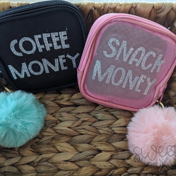 Personalized Coin Pouch | Mesh Pouch | Lunch Money Pouch | Coin Purse | Coffee Money Pouch| Mesh Coin Purse |  Back to School |