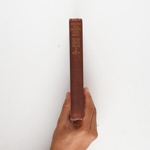 May include: A vintage book with a maroon cover is held in a hand against a white background. The book's spine features gold lettering and decorative elements. The title reads "Selections From Balzac's Prose Works".