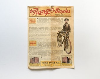 1923 Mead Cycle Co. Katalog für Ranger-Fahrräder mit Brief des Präsidenten und Preisliste
