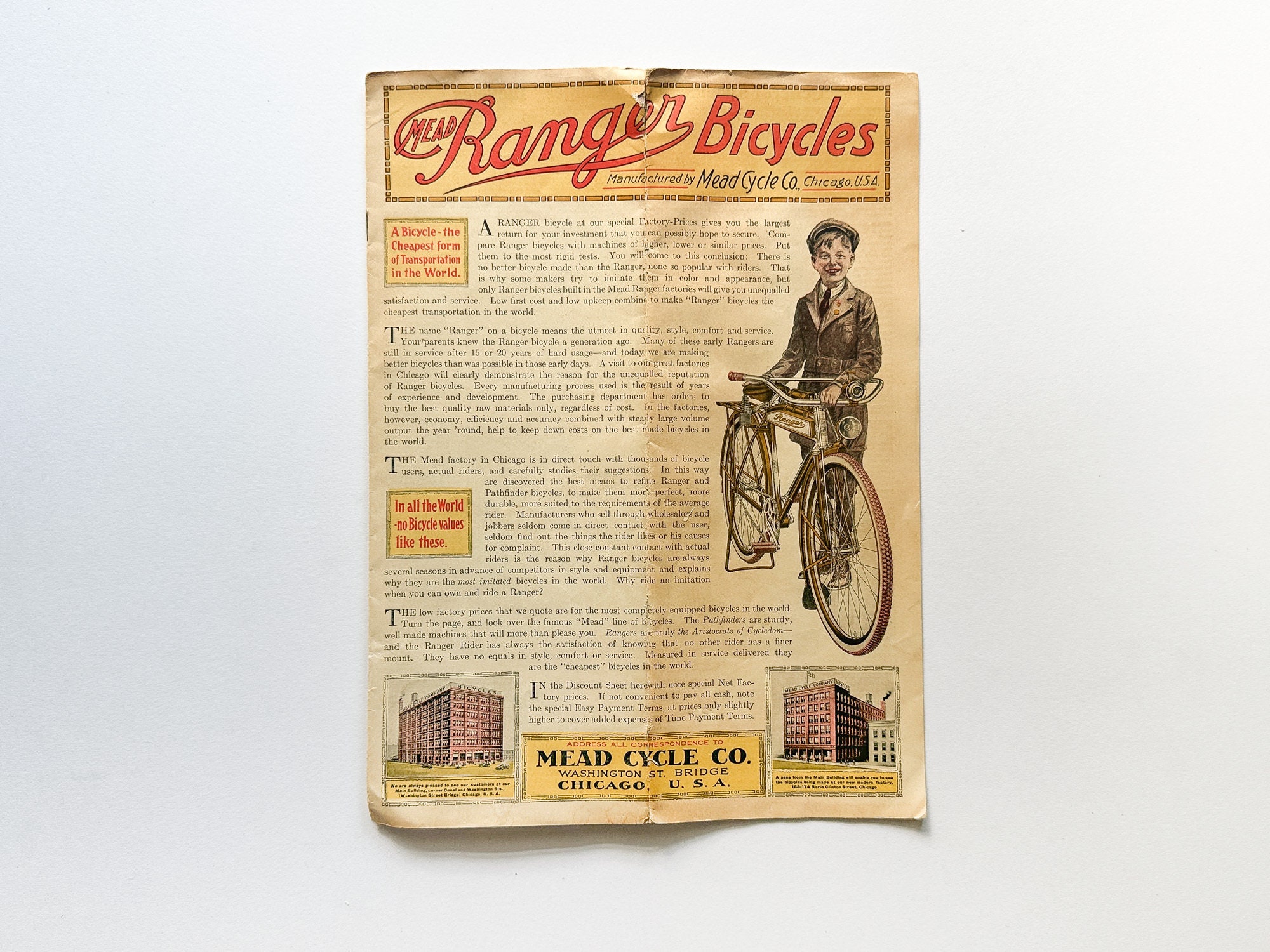 1923 Mead Cycle Co. Catalog for Ranger Bicycles With Letter From President and Price List Etsy Canada