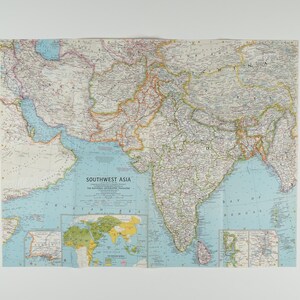 1963 Southwest Asia Vintage Fold-Out Map