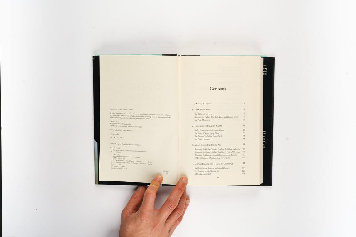 The Culture of Hope: A New Birth of the Classical Spirit by Frederick Turner Rare 1995 First Edition, photo 4 of 5