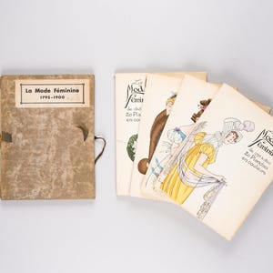 La Mode Féminine de 1795 à 1900 アンティーク フランス ファッション ポートフォリオ 80 枚のカード