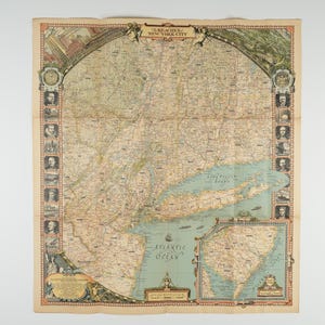 1939 The Reaches of New York City National Geographic Vintage Fold-Out Map