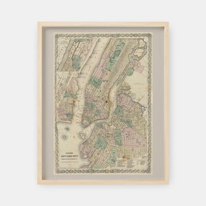 1873 Colton's New York City Map Print Poster