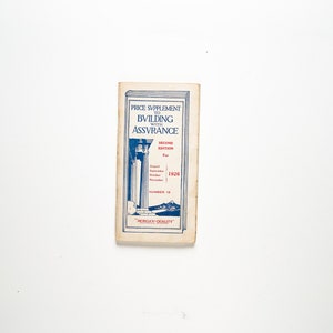 Price Supplement to Building with Assurance Second Rare 1926 Edition
