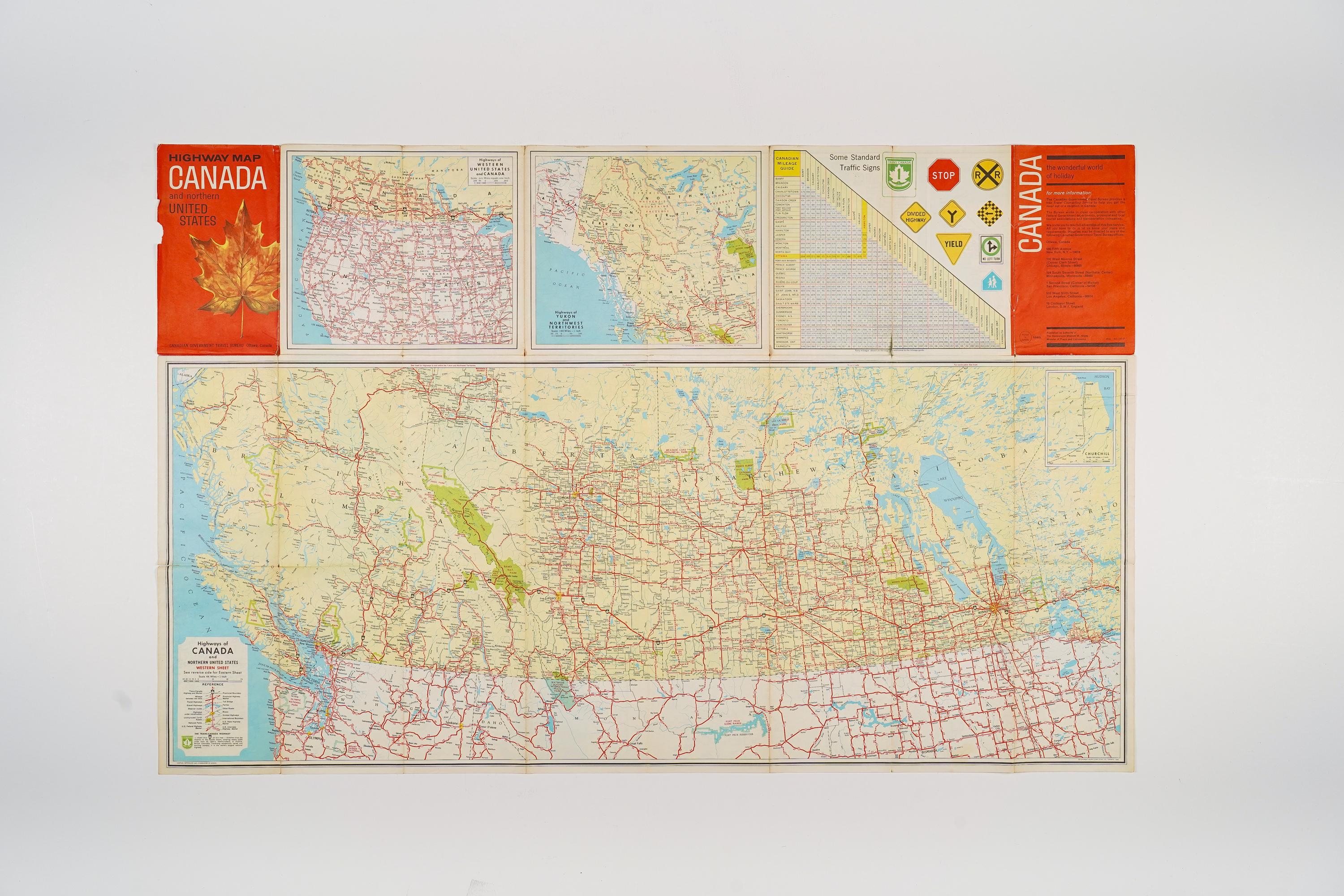 カナダとアメリカ北部の高速道路地図 1960年代版 - Etsy 日本