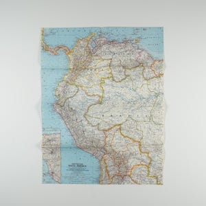 Carte dépliante vintage du nord-ouest de l'Amérique du Sud de 1961