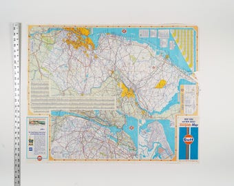 1960年代のニューヨークとニュージャージーの湾岸道路地図 - Etsy 日本