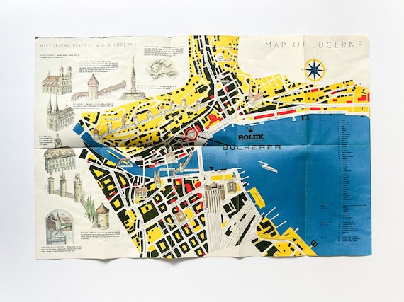 Promotional Rolex Catalog Map of Lucerne Rare 1950s Etsy Canada