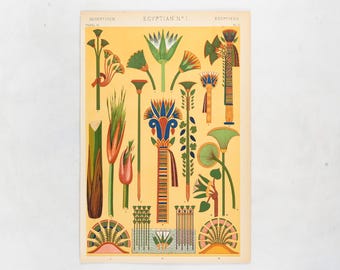 Antike Buch Platte - Ägyptisch Nr. 1 - Chromolithographie von der Original Grammar of Ornament von 1865 von Owen Jones
