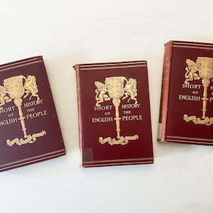 A Short History of the English People by John Richard Green Vintage Set of 3 Volumes 1892 Illustrated Edition