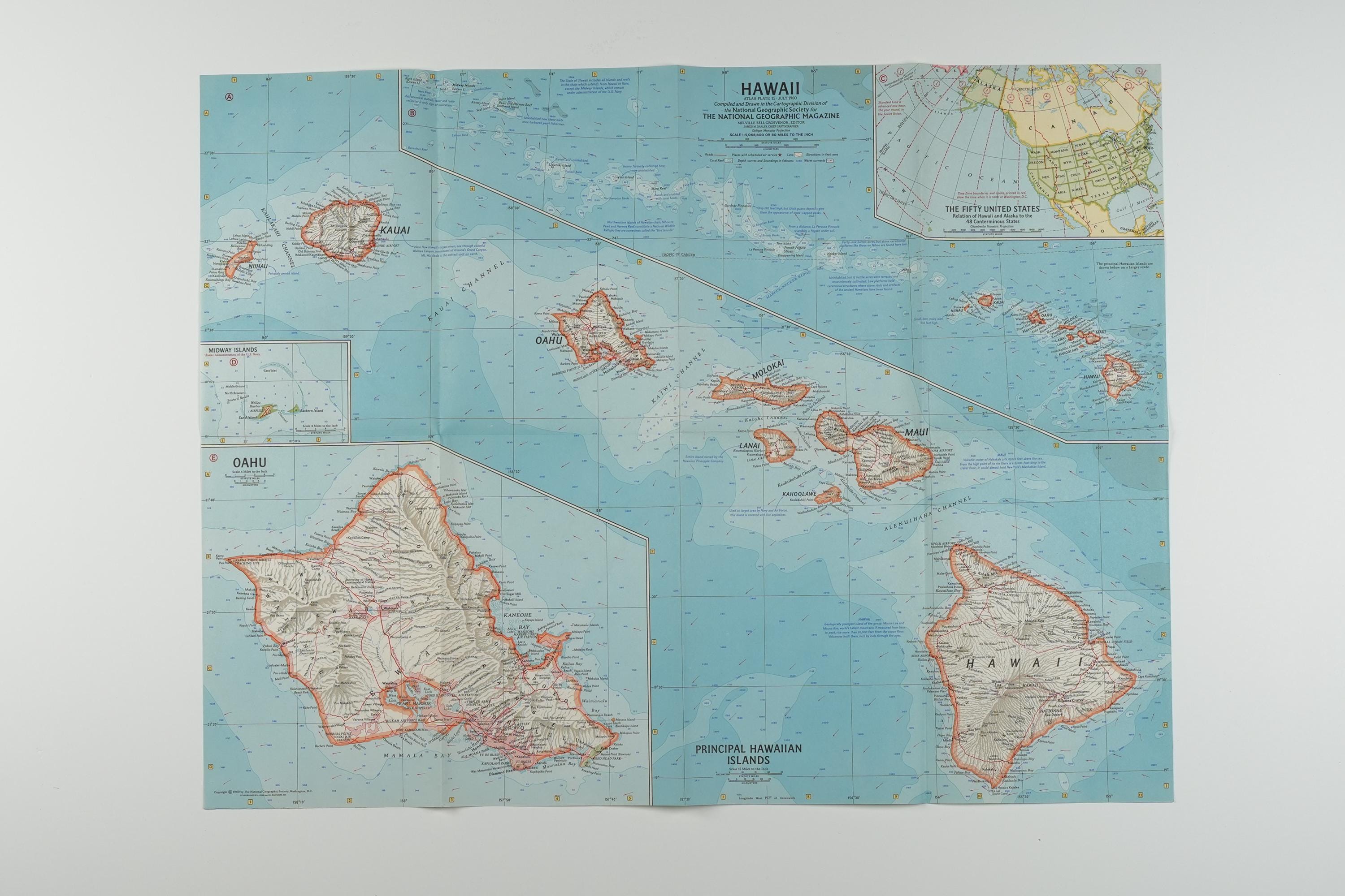 1959 Hawaii Vintage Fold-out Map - Etsy Sweden